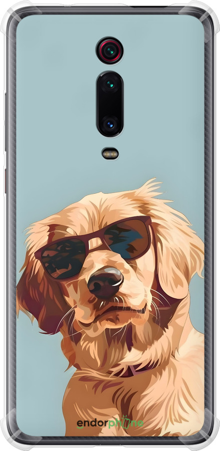Силикон с усиленными углами чехол Пес в очках для Xiaomi Mi 9T Pro - 6381sp-1698 изображение 
