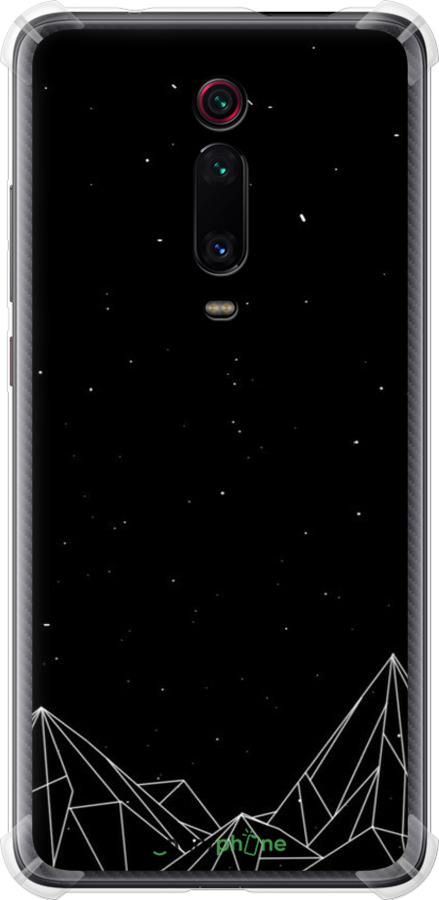 Силикон с усиленными углами чехол Черно белые абстрактные горы для Xiaomi Mi 9T Pro - 6437sp-1698 изображение 