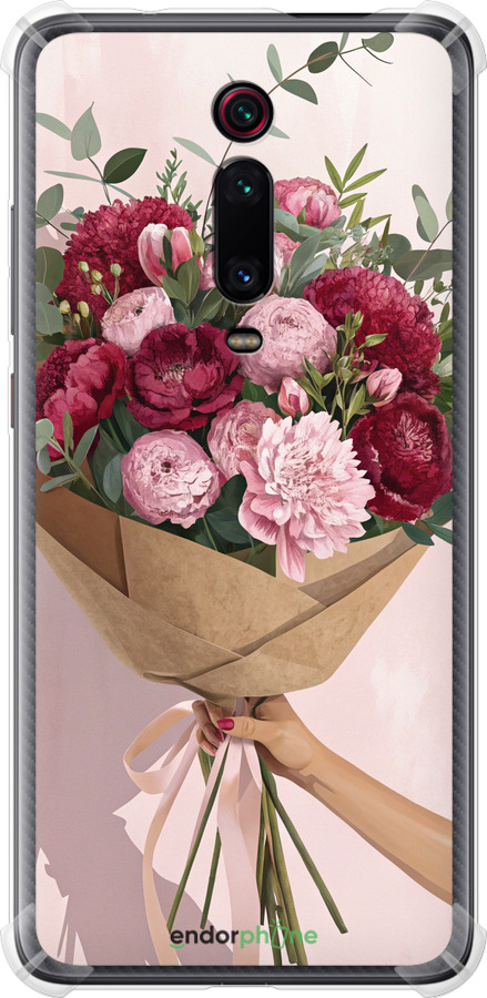 Силикон с усиленными углами чехол Пионы 1 для Xiaomi Mi 9T Pro - 6705sp-1698 изображение 