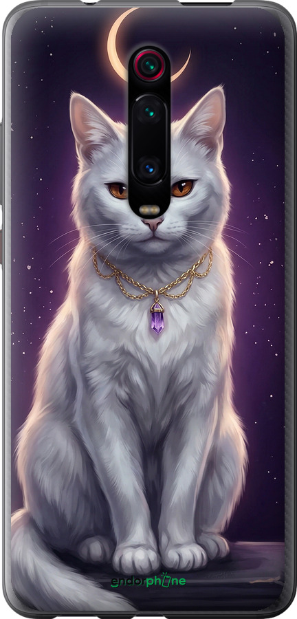 Силиконовый чехол Mystic White Cat Gothic Dark Purple Gold для Xiaomi Mi 9T - 6805u-1815 изображение 
