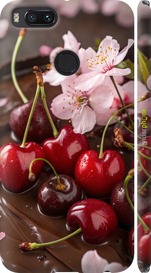 3D пластиковый матовый чехол Вишня в шоколаде для Xiaomi Mi A1 - 6698m-1132 изображение 