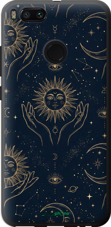 2D пластиковий чехол Celestial Harmony: Sun & Moon Gold Mystic Pattern для Xiaomi Mi A1 - 6778t-1132 изображение 