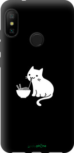 TPU чехол С милым котом на черном фоне для Xiaomi Redmi 6 Pro - 6528b-1595 изображение 