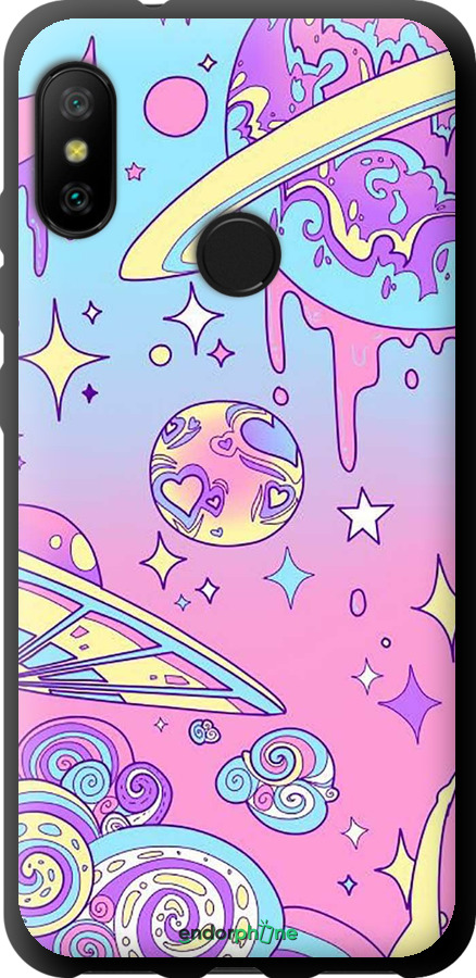 

TPU чорний чохол "Рожева галактика" для Xiaomi Redmi 6 Pro, Жовтий