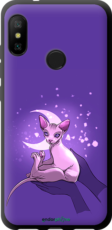 TPU preto Capa "Cat2" para Xiaomi Mi A2 Lite, Azulado
