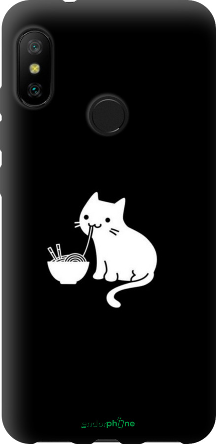 TPU чехол С милым котом на черном фоне для Xiaomi Redmi 6 Pro - 6528b-1595 изображение 