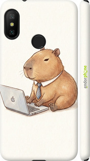 3D пластиковий матовий чохол 'Funny Capybara CEO Working' для Xiaomi Redmi 6 Pro зображення 1