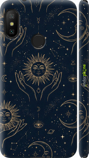 3D пластиковый матовый чехол Celestial Harmony: Sun & Moon Gold Mystic Pattern для Xiaomi Redmi 6 Pro - 6778m-1595 изображение 