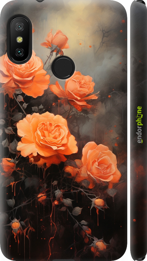 3D пластиковый матовый чехол Оранжевые розы для Xiaomi Mi A2 Lite - 5944m-1522 изображение 