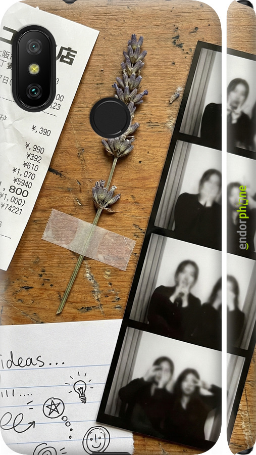 3D пластиковый матовый чехол Aesthetic Scrapbook Collage для Xiaomi Redmi 6 Pro - 6773m-1595 изображение 