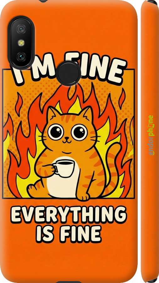 3D пластиковий матовий чехол Funny Cat для Xiaomi Redmi 6 Pro - 6786m-1595 изображение 