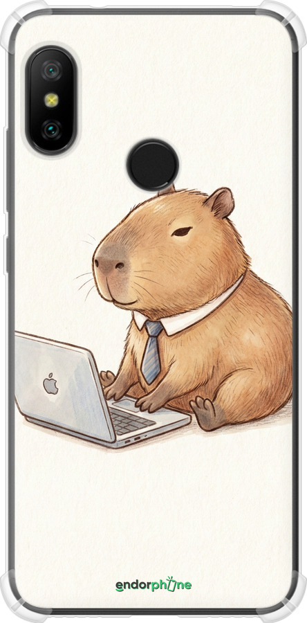 Силикон с усиленными углами чехол Funny Capybara CEO Working для Xiaomi Mi A2 Lite - 6777sp-1522 изображение 