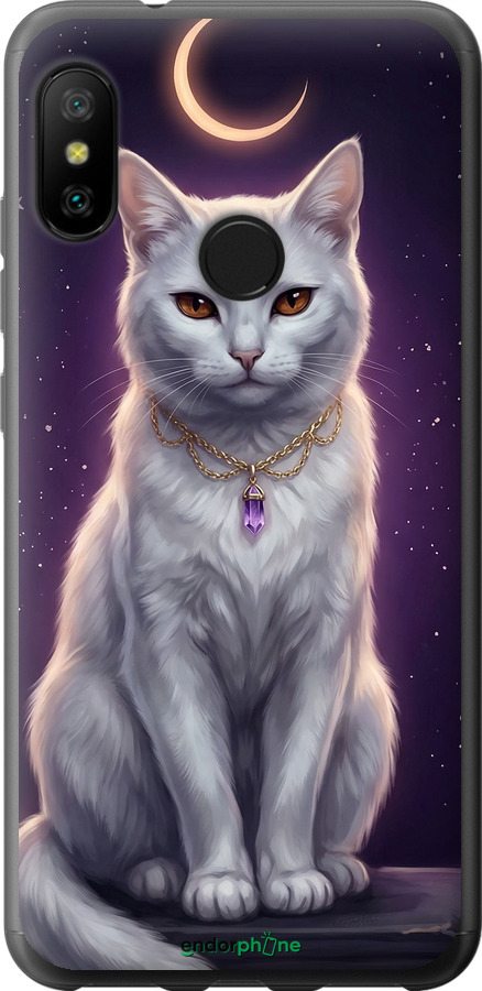 Силиконовый чехол Mystic White Cat Gothic Dark Purple Gold для Xiaomi Mi A2 Lite - 6805u-1522 изображение 