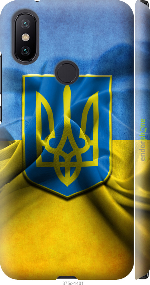 

3D пластиковий матовий чохол "Прапор та герб України" для Xiaomi Mi A2, Блакитний