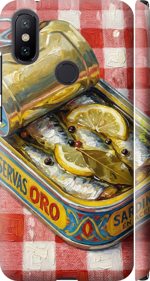 3D пластиковый матовый чехол Vintage Sardine Tin Phone для Xiaomi Mi A2 - 6772m-1481 изображение 