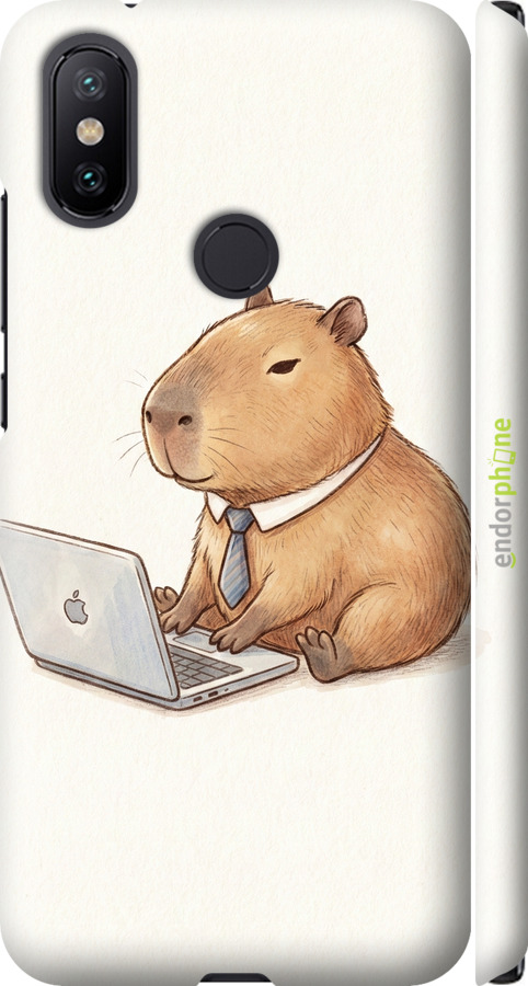 3D пластиковый матовый чехол Funny Capybara CEO Working для Xiaomi Mi A2 - 6777m-1481 изображение 