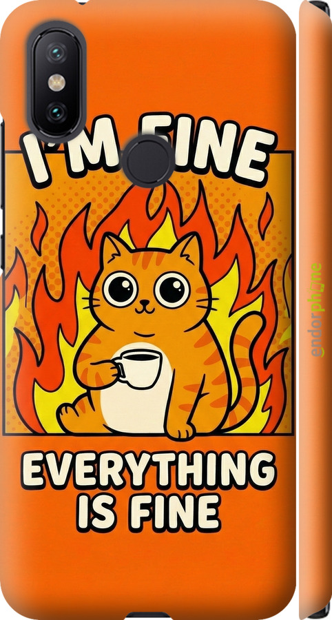 3D пластиковый матовый чехол Funny Cat для Xiaomi Mi A2 - 6786m-1481 изображение 