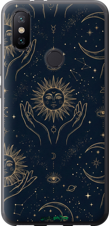 Силіконовий чехол Celestial Harmony: Sun & Moon Gold Mystic Pattern для Xiaomi Mi A2 - 6778u-1481 изображение 
