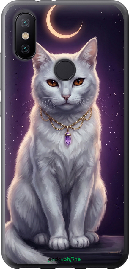 Силіконовий чехол Mystic White Cat Gothic Dark Purple Gold для Xiaomi Mi A2 - 6805u-1481 изображение 