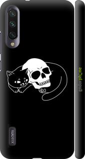 3D пластиковий матовий чехол Із зображенням кота та черепа для Xiaomi Mi A3 - 6491m-1737 изображение 