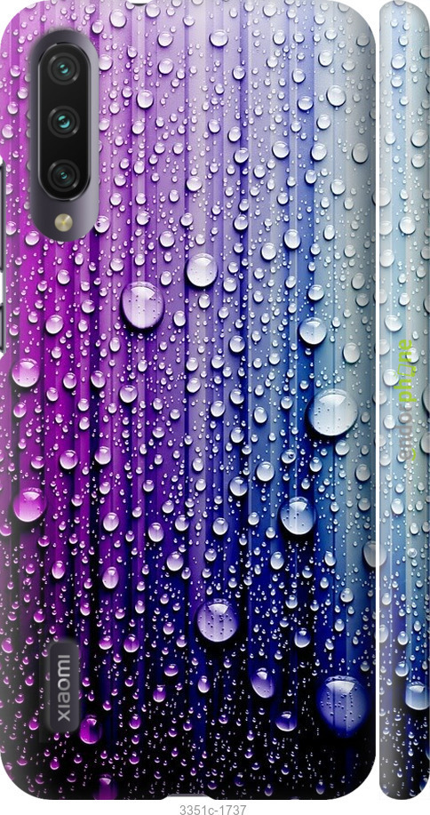 

3D пластиковий матовий чохол "Краплини води" для Xiaomi Mi A3, Синій