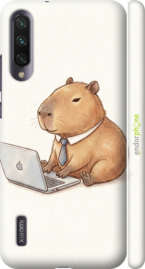 3D пластиковий матовий чехол Funny Capybara CEO Working для Xiaomi Mi CC9E - 6777m-4140 изображение 