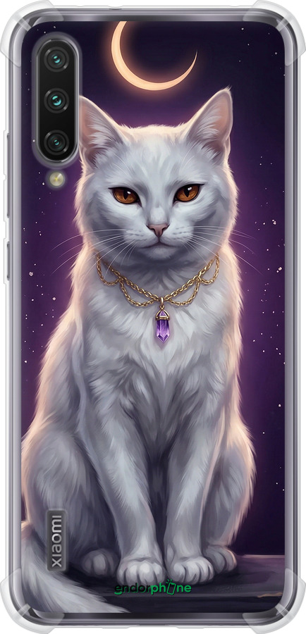 Силикон с усиленными углами чехол Mystic White Cat Gothic Dark Purple Gold для Xiaomi Mi CC9E - 6805sp-4140 изображение 