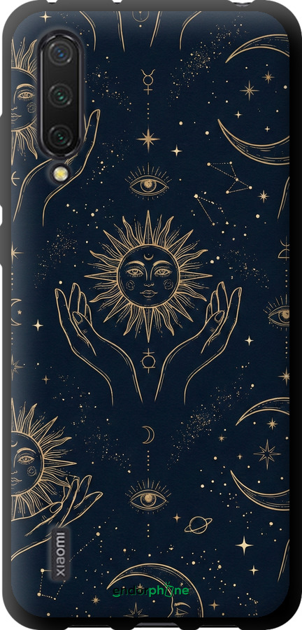 TPU чехол Celestial Harmony: Sun & Moon Gold Mystic Pattern для Xiaomi Mi 9 Lite - 6778b-1834 изображение 