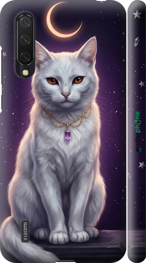 3D пластиковий матовий чехол Mystic White Cat Gothic Dark Purple Gold для Xiaomi Mi CC9 - 6805m-1747 изображение 