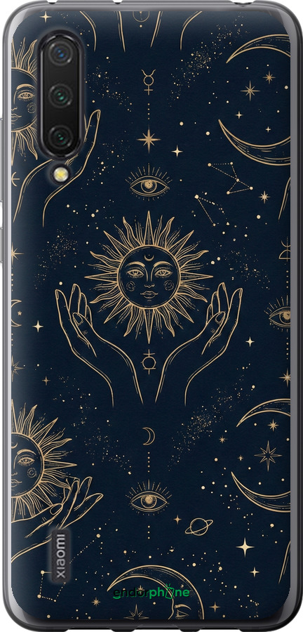 Силиконовый чехол Celestial Harmony: Sun & Moon Gold Mystic Pattern для Xiaomi Mi 9 Lite - 6778u-1834 изображение 