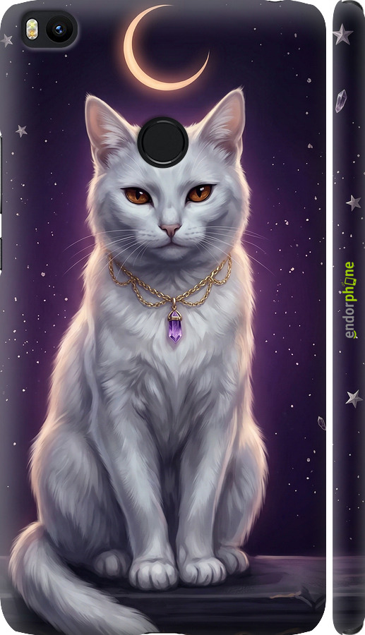 3D пластиковий матовий чехол Mystic White Cat Gothic Dark Purple Gold для Xiaomi Mi Max 2 - 6805m-994 изображение 