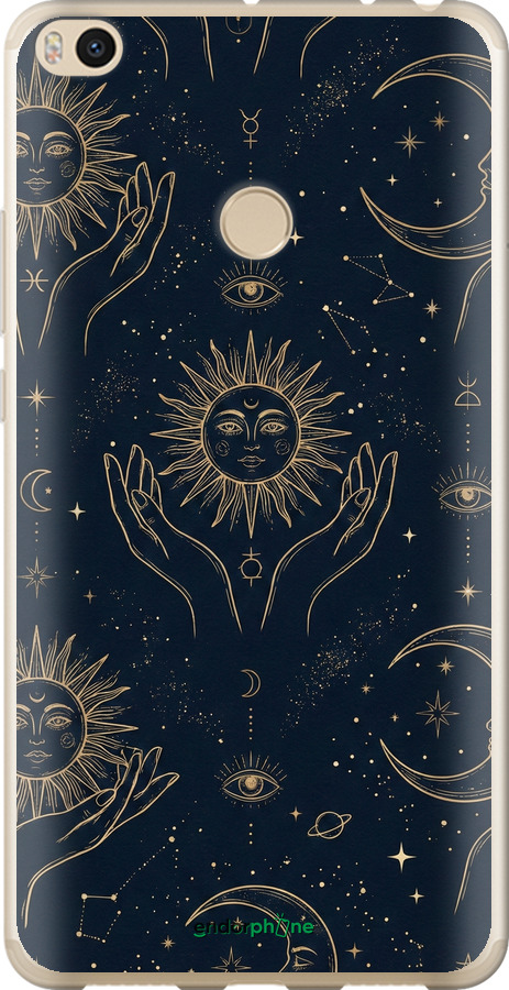 2D пластиковый чехол Celestial Harmony: Sun & Moon Gold Mystic Pattern для Xiaomi Mi Max 2 - 6778t-994 изображение 