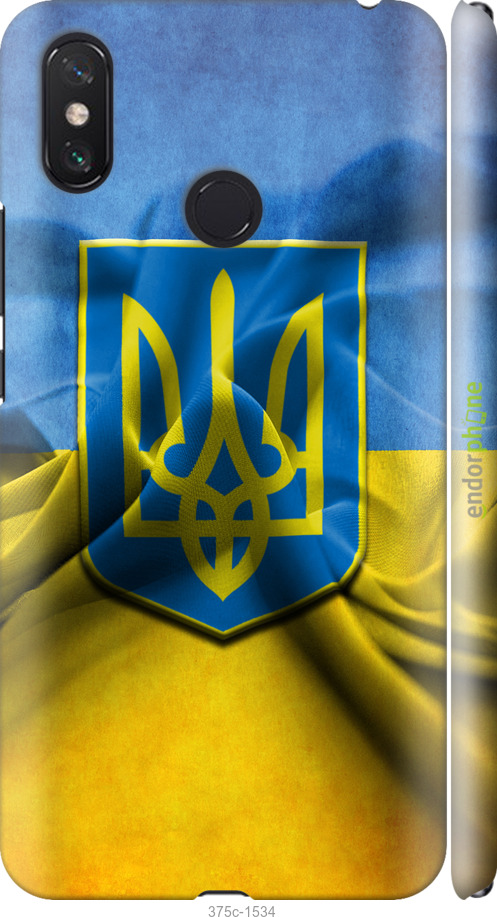 

3D пластиковий матовий чохол "Прапор та герб України" для Xiaomi Mi Max 3, Блакитний