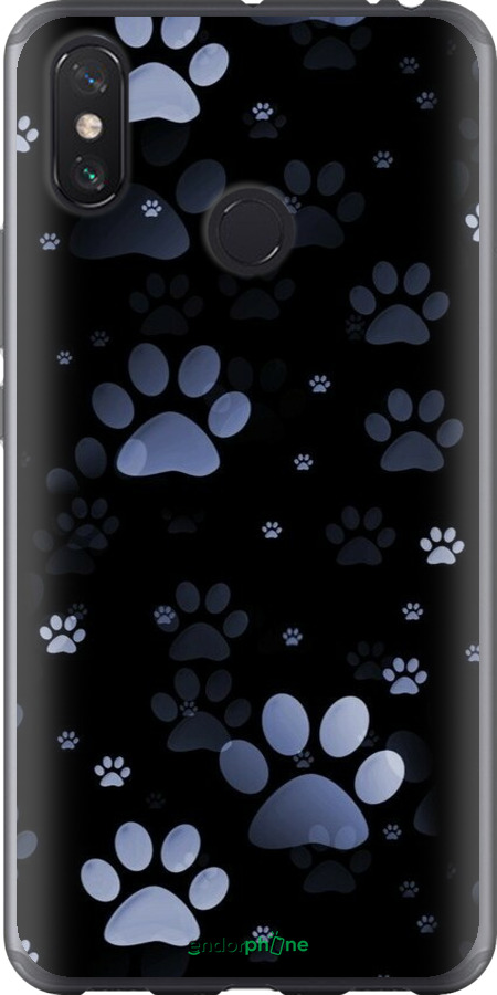 2D пластиковий чехол З синіми відбитками лап для Xiaomi Mi Max 3 - 6441t-1534 изображение 