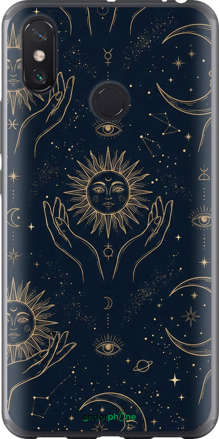 2D пластиковый чехол Celestial Harmony: Sun & Moon Gold Mystic Pattern для Xiaomi Mi Max 3 - 6778t-1534 изображение 