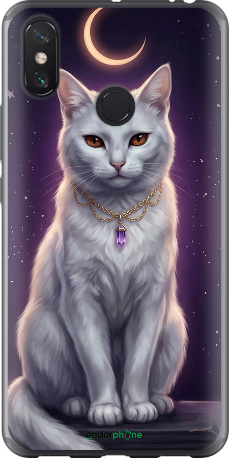 2D пластиковый чехол Mystic White Cat Gothic Dark Purple Gold для Xiaomi Mi Max 3 - 6805t-1534 изображение 