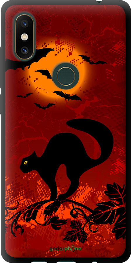 TPU чехол Чёрная кошка под луной для Xiaomi Mi Mix 2s - 1190b-1438 изображение 