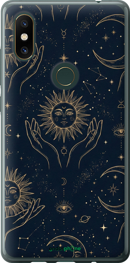 Силиконовый чехол Celestial Harmony: Sun & Moon Gold Mystic Pattern для Xiaomi Mi Mix 2s - 6778u-1438 изображение 