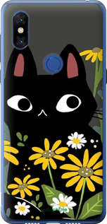 2D пластиковый чехол Черный кот с цветами для Xiaomi Mi Mix 3 - 6448t-1599 изображение 
