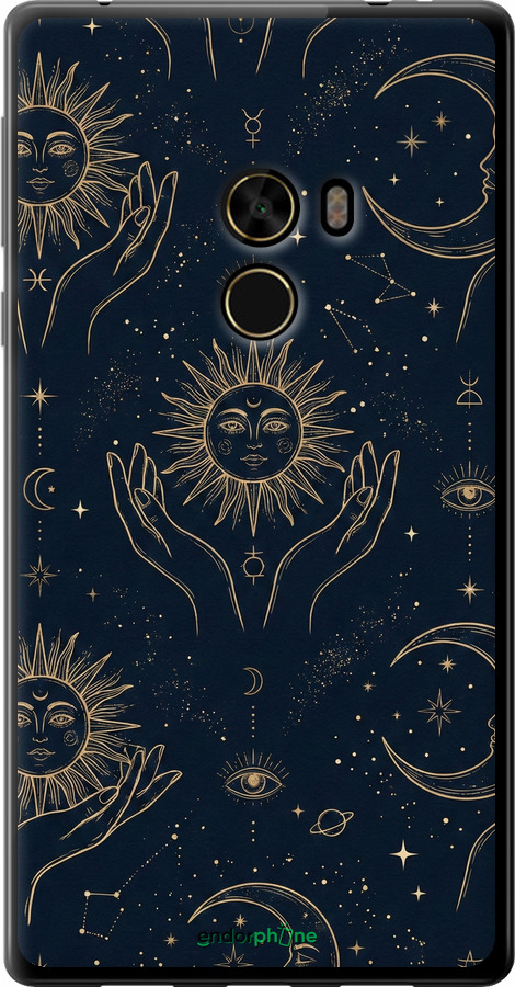 Силиконовый чехол Celestial Harmony: Sun & Moon Gold Mystic Pattern для Xiaomi Mi MiX - 6778u-426 изображение 