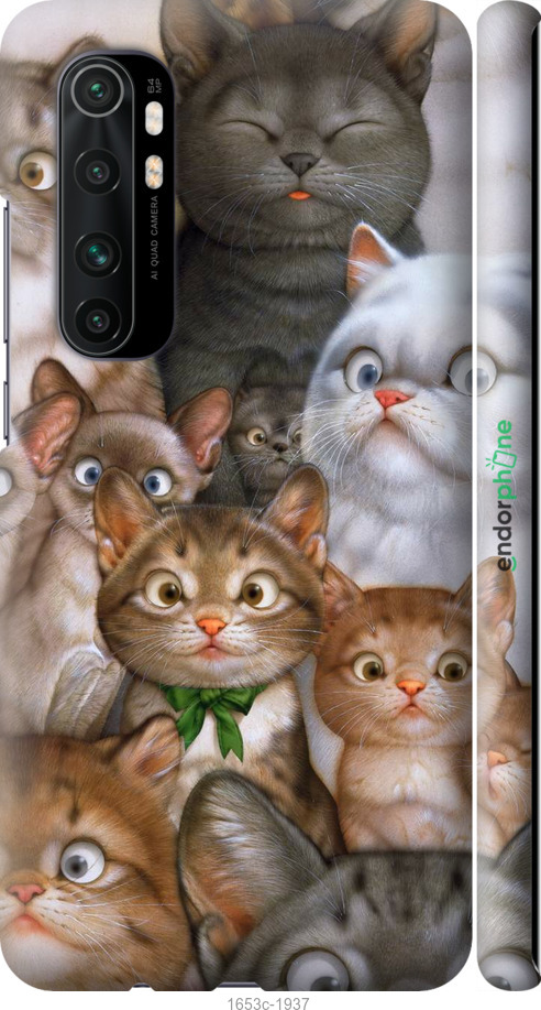 

3D пластиковий матовий чохол "Коти" для Xiaomi Mi Note 10 Lite
