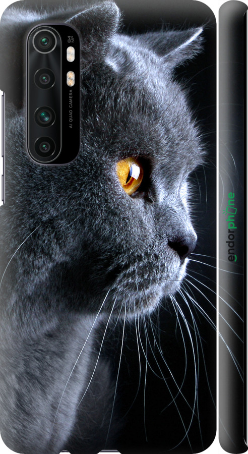 

3D пластиковий матовий чохол "Гарний кіт" для Xiaomi Mi Note 10 Lite, Чорний