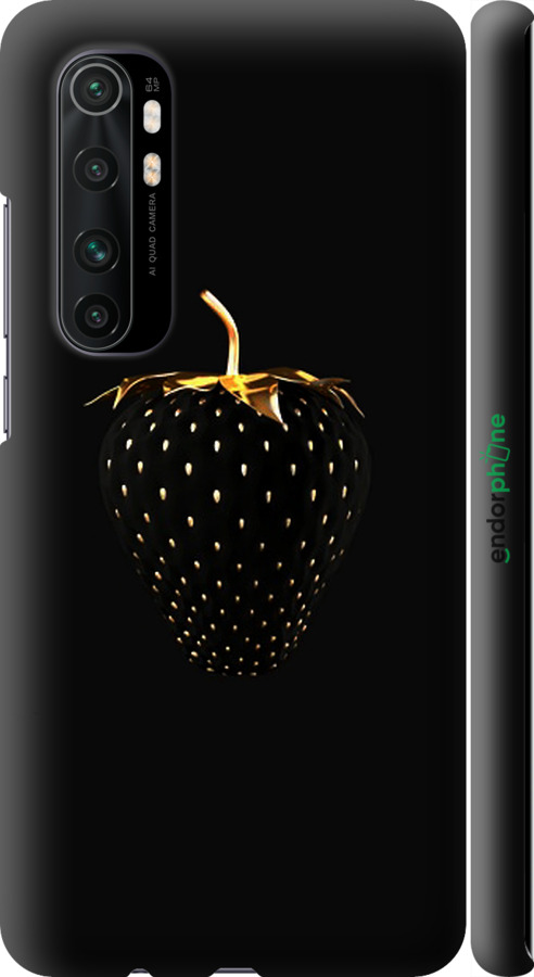 

3D пластиковий матовий чохол "Чорна полуниця" для Xiaomi Mi Note 10 Lite, Чорний