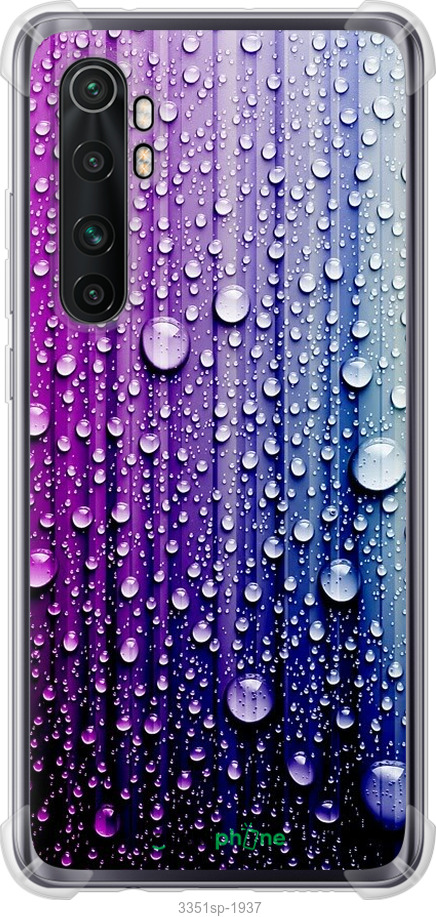 

Силіконовий протиударний с посиленими кутами чохол "Краплини води" для Xiaomi Mi Note 10 Lite, Синій