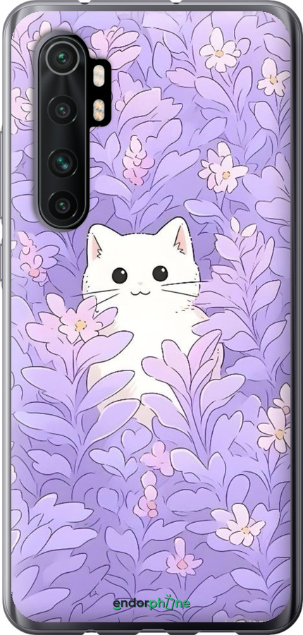 Силиконовый чехол Котик в цветах для Xiaomi Mi Note 10 Lite - 6390u-1937 изображение 