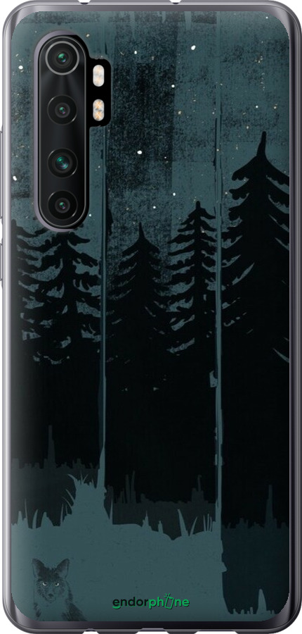 2D пластиковий чехол Лисиця та нічний ліс для Xiaomi Mi Note 10 Lite - 6481t-1937 изображение 