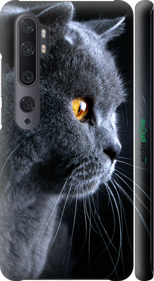 

3D пластиковий матовий чохол "Гарний кіт" для Xiaomi Mi Note 10, Чорний