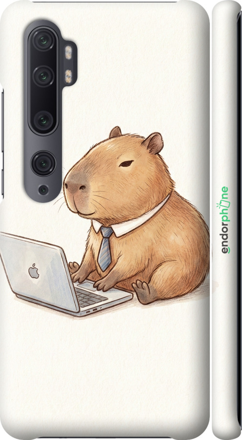 3D пластиковый матовый чехол Funny Capybara CEO Working для Xiaomi Mi Note 10 - 6777m-1820 изображение 