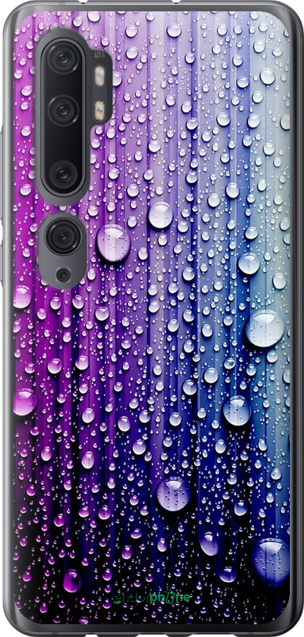 

2D пластиковий чохол "Краплини води" для Xiaomi Mi Note 10, Синій