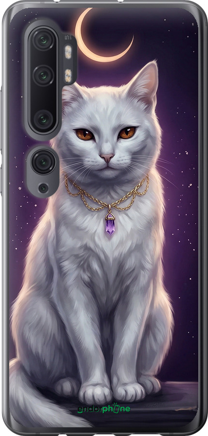 2D пластиковий чехол Mystic White Cat Gothic Dark Purple Gold для Xiaomi Mi Note 10 - 6805t-1820 изображение 